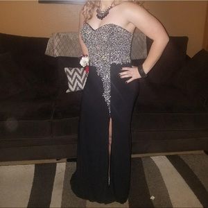 Black Bejeweled Prom Dress